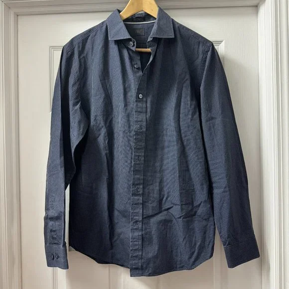 green emerald velvet dress Banana Republic Men's Blue and White Plaid Tailored Slim Fit Long Sleeve  Dress Shirt